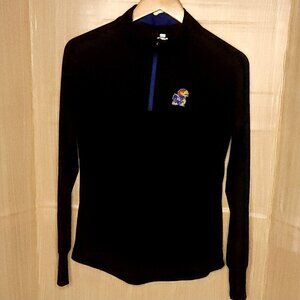 University Of Kansas By Stadium Womens Black 1/4 Zip Lightweight Pullover Medium
